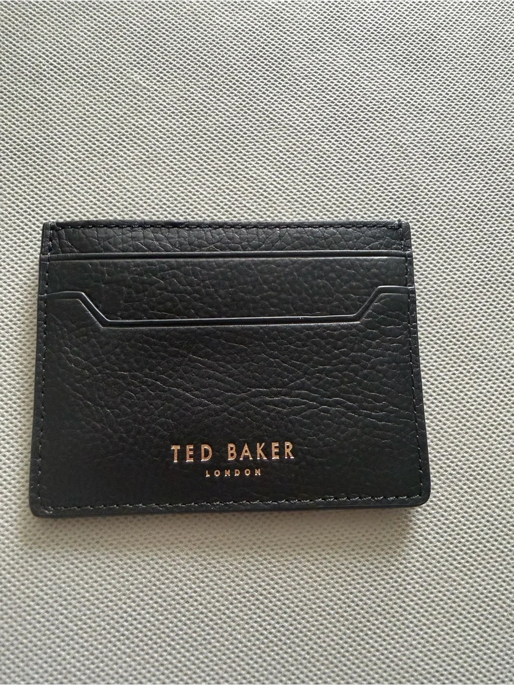 Ted Baker Black Leather Card Sleeve with Gold Logo
